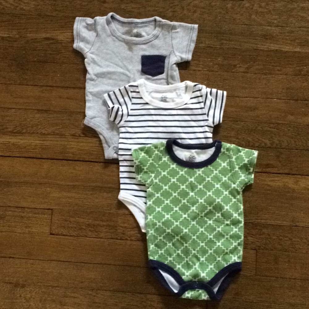 Multi colored  0-3 month onesies